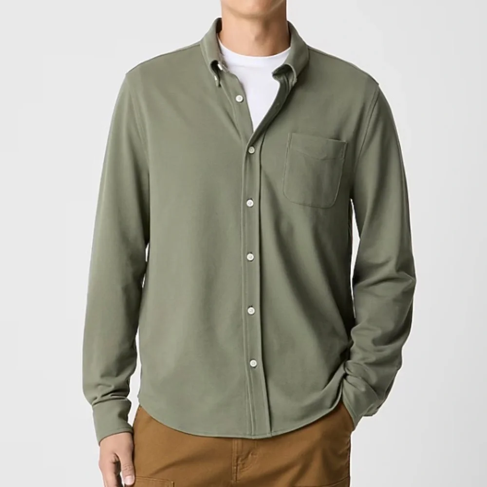 J crew sycamore green Flex piqué shirt